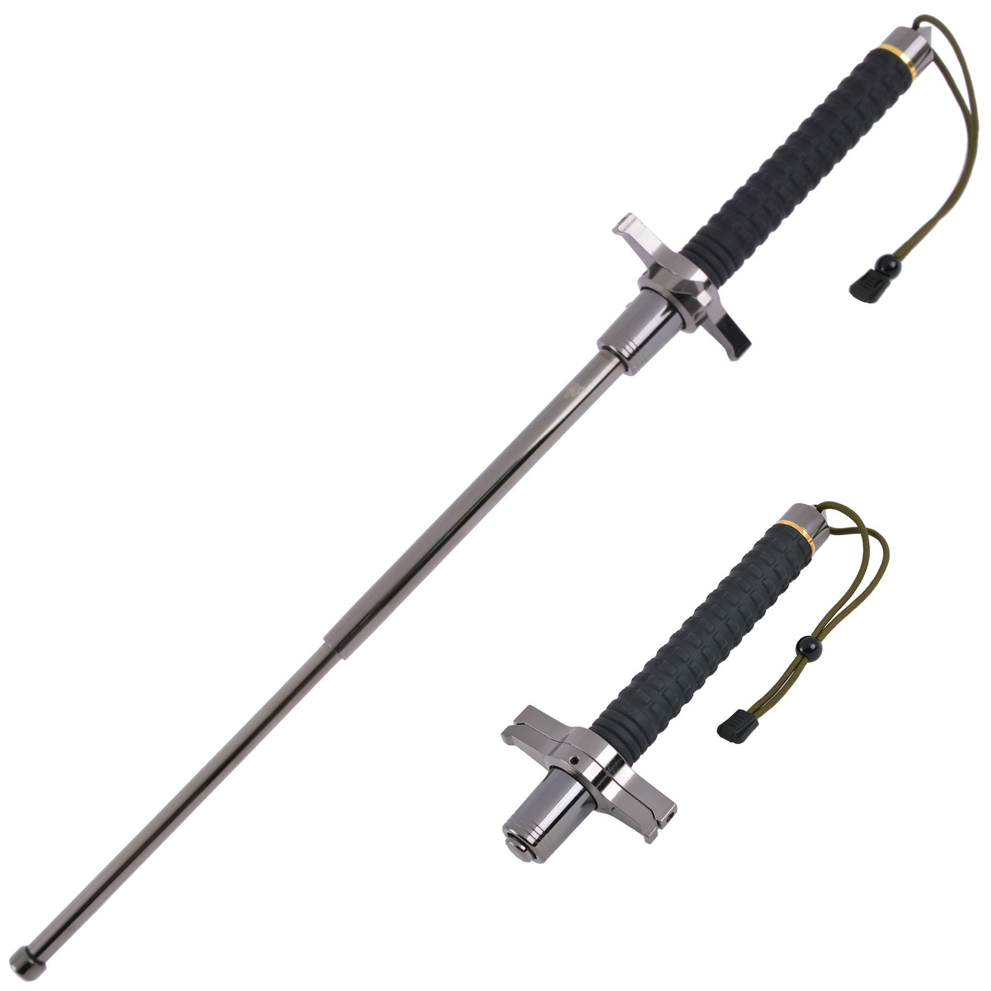 Baton with Cross Guard HandleOpen and Closed | ThugBusters Baton with Cross Guard Handle Open and Closed