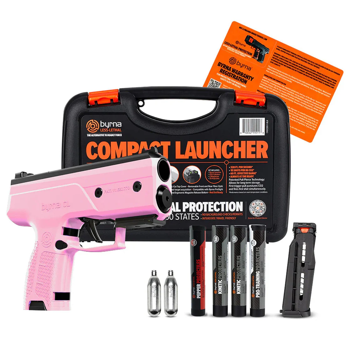 PinkByrnaCLPepperNonLethalSelfDefenseProjectileGunBundle | ThugBusters Pink Byrna CL Pepper Non Lethal Self Defense Projectile Gun Bundle