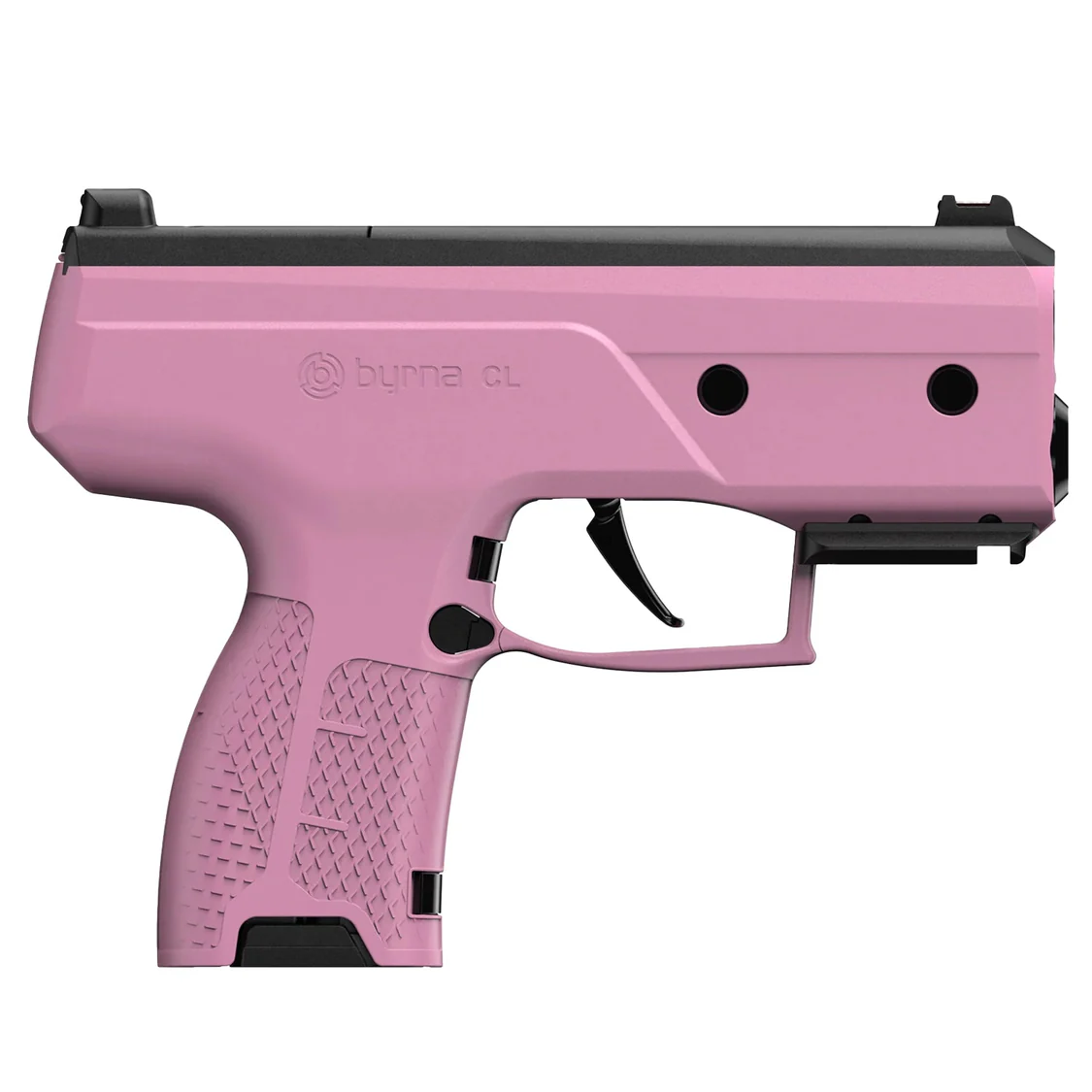 byrnaclpinkselfdefenselaunchercloseup | ThugBusters byrna cl pink self defense launcher close up