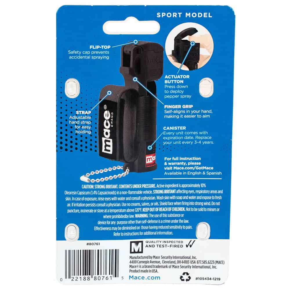 Mace® Pepper Spray Jogger, 0.63 oz Stream Formula, 12 ft Range, 18-20 Bursts, Wrist Strap Design, UV Dye Marking, Runners and Outdoor Athletes - Image 7