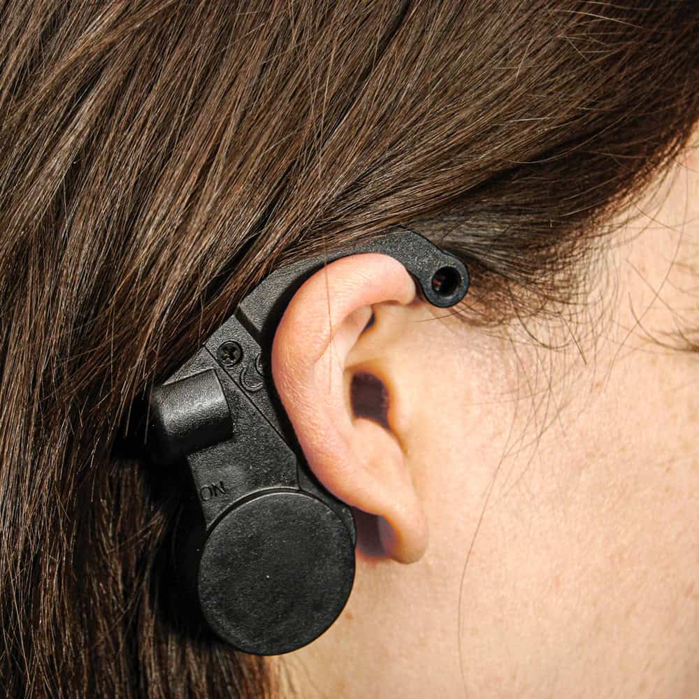 Nap Alarm shown worn over ear | ThugBusters Nap Alarm shown worn over ear
