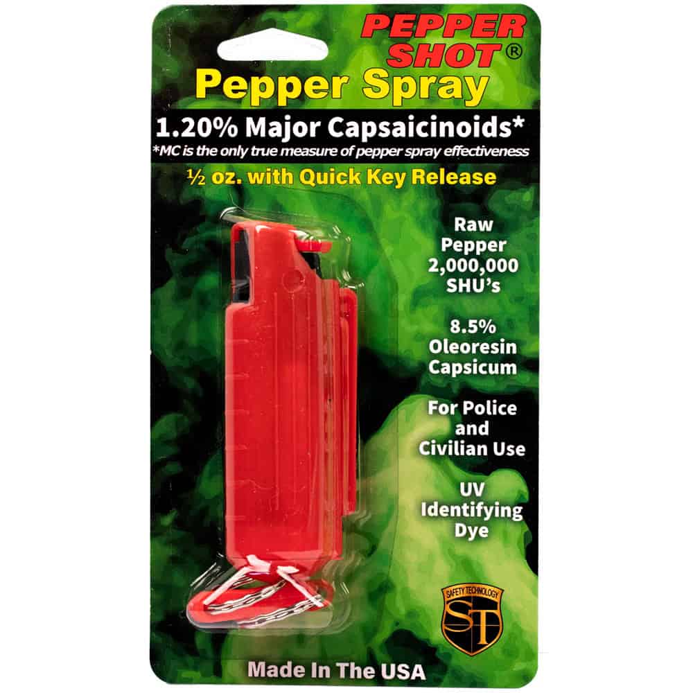 Pepper Shot Pepper Spray, 1.2% Major Capsaicinoids, 2 Million SHU, 0.5 oz, 6-8 Foot Range, 6-10 Bursts, Hard Protective Case, Belt Clip, Quick Release Keychain, UV Dye, Available in Black/Blue/Pink/Red - Image 15