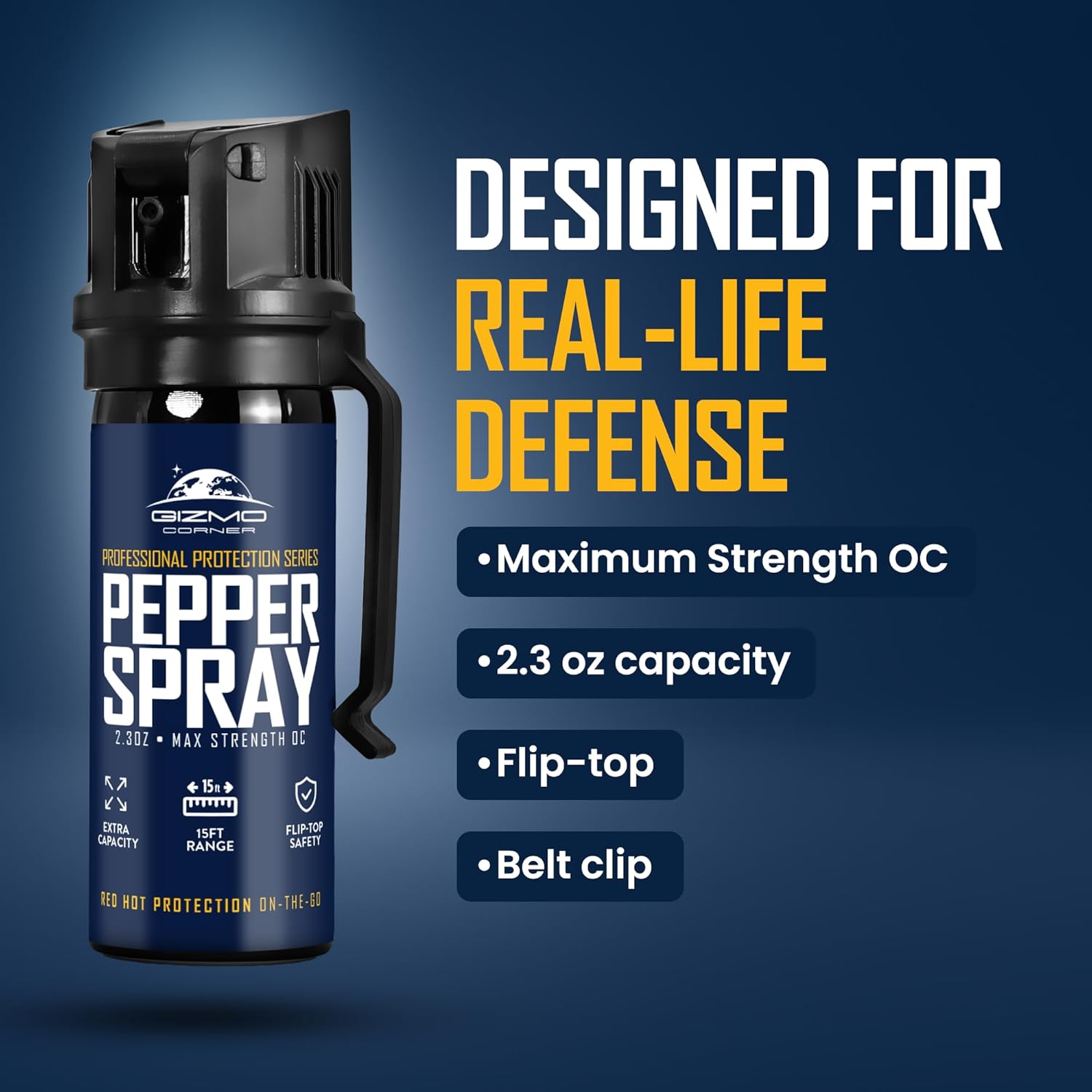Pepper Spray for Self Defense, Large 2.3 oz Flip Top Safety with Belt Clip - Image 3