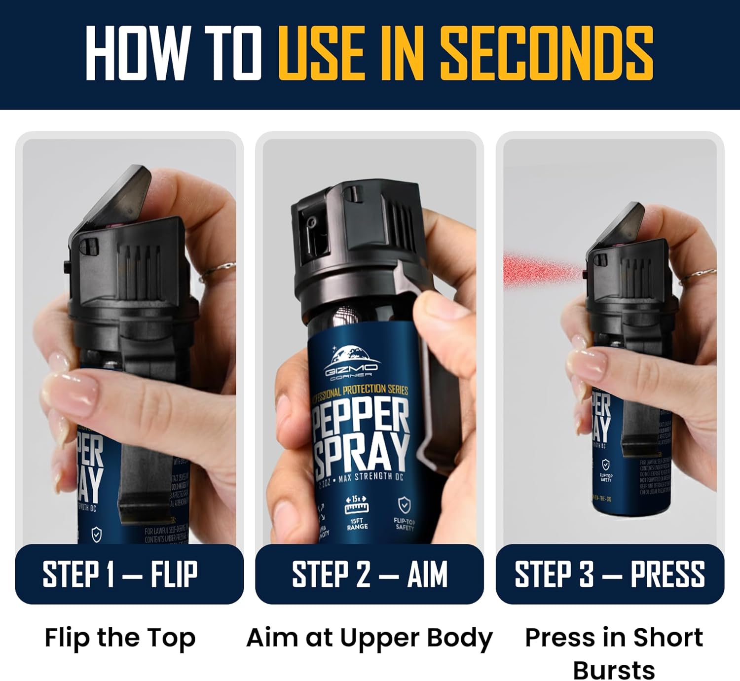 Pepper Spray for Self Defense, Large 2.3 oz Flip Top Safety with Belt Clip - Image 10